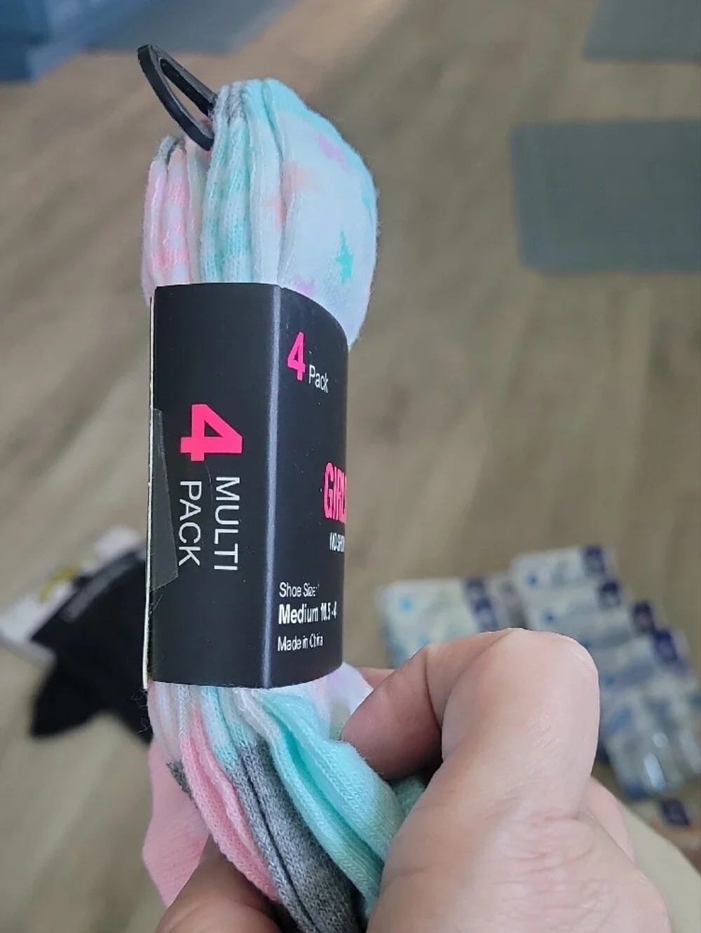 Girls' No-Show Socks - Pastel Star Print (Mint / Multi) - 4 Pack